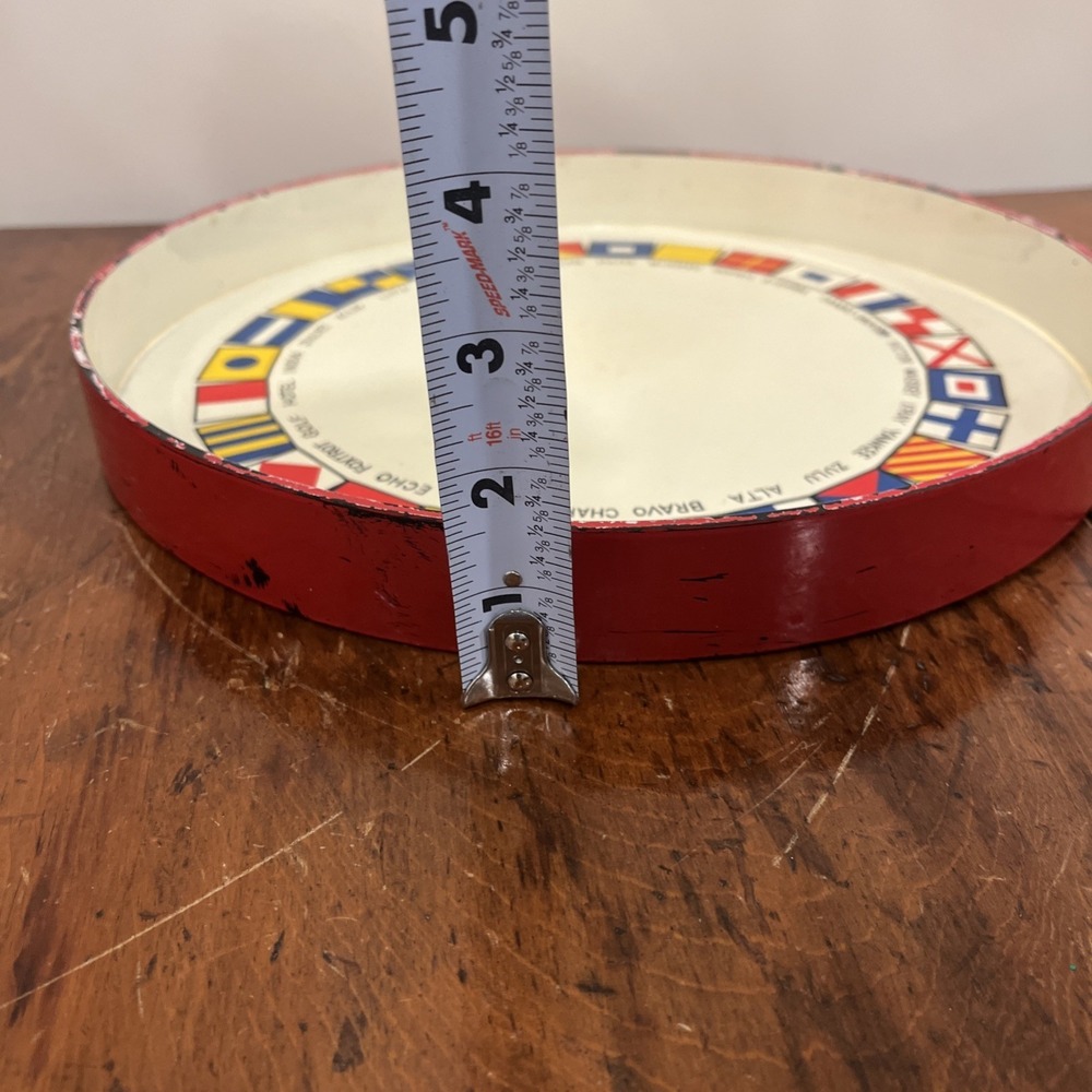 Vintage Boat Cocktail Serving Tray Rim Nautical Flag Coastal Beach Decor, Rare - Picture 7 of 9